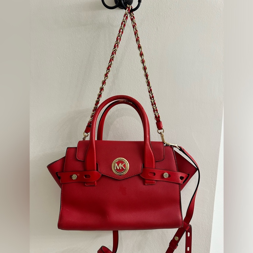 Michael Kors Saffiano Red Medium Bag - Picture 1 of 8
